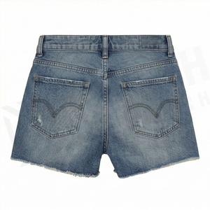 Shorts en jean taille haute tendance pour femmes, style décontracté d'été pour jeunes femmes, effet déchiré et délavé, couleur personnalisable - Product Image 2