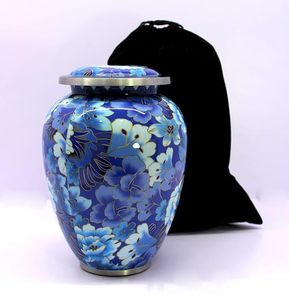 Blue Floral Ceramic Urn Teardrop Shape Classical Style Airtight Pet Casket - Product Image 5