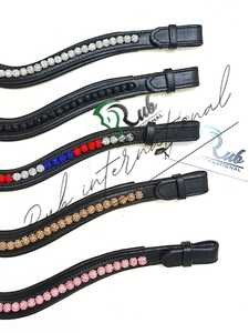 Premium <b>Leather</b> Horse Browband with Crystal Inlay - V-Shape Rhinestone Bling Browband for Equestrian Bridles - High-Quality Hors - Product Image 3