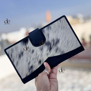 Portefeuille de grande taille en cuir de fourrure de vachette pour femmes sac à main en cuir véritable pochette porte-cartes motif occidental portefeuille en gros - Product Image 1