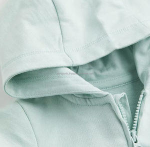 OEM เสื้อฮู้ดมีซิปสำหรับเด็กสีพื้นผ้าฝ้ายถักแบบลำลองมีกระเป๋ามีฮู้ดสำหรับฤดูหนาวผ้า100% ย้อมสีล้วนมีซิป - Product Image 5