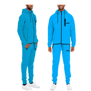 Trendy Men's Casual Custom Logo Knitted Tracksuit Zip Hoodie and Sporty <b>Sweatpants</b> <b>Set</b> with Embroidered Logo for Winter Sports - Product Image 3