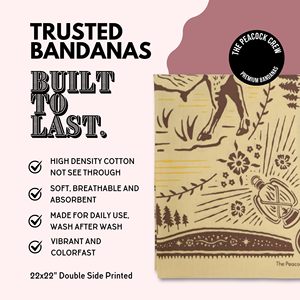 Custom Vintage Buffalo Bandana | Western Cowboy 55 Cm Square Scarf | Sublimation Printed Nature <b>Head</b> <b>Wrap</b> 100% Cotton Bandana - Product Image 2