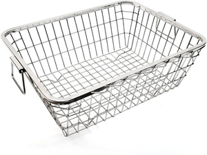 Panier de rangement rectangulaire en fil d'acier inoxydable avec poignées, organisateur moderne en métal pour comptoirs de cuisine - Product Image 4