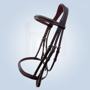 Brida de Cuero Anatómica Marrón de Calidad Premium para Caballo, con Cabezal Acolchado Suave y Costuras en Contraste, para Salto Ecuestre Inglés - Product Image 1