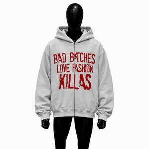 Custom Silver Zip Up <b>Hoodie</b> <b>Red</b> Graphic Print Oversized Streetwear Fashion Unisex Full Zipper Hooded Sweatshirt <b>For</b> <b>Men</b> Women - Product Image 1