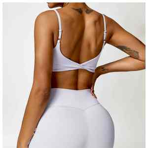 Sujetador deportivo de alta calidad con espalda plisada en forma de U, de secado rápido, para fitness, gimnasio, yoga, correr, para mujer. - Product Image 3