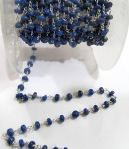 Chaîne de chapelet en lapis-lazuli naturel, perles lisses de 8 mm, chaîne perlée enroulée de fil de 8 mm - Product Image 5