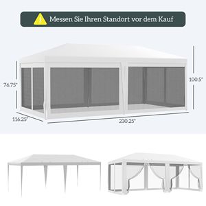 20FT X 10FT White Outdoor Party <b>Tent</b> Gazebo Wedding <b>Canopy</b> with Removable Mesh Sidewalls Double Layers PVC & Polyester Fabric - Product Image 3
