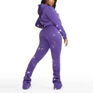 2026 Tie Dye Printing Sublimation Elegant Tracksuit for Women USA Size Pullover flare sweatpants full zip up hoodie tracksuit - Product Image 3