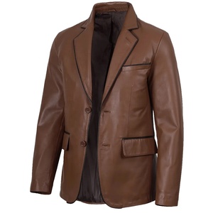Chaqueta de Invierno para Hombre, de Piel de Oveja Genuina, Forrada de Plumón, con Bolsillos y Logotipo Frontal, para Uso Formal e Informal - Product Image 1