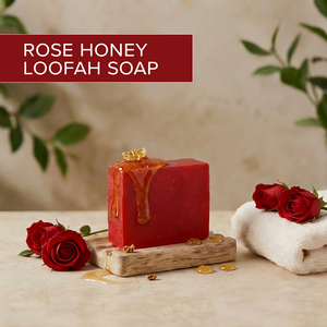 Savon Solide au Miel et à la Rose avec Loofah, pour Tous Types de Peau, Format Standard, Usage Adulte, Exfoliant Naturel, Savon de Bain et de Spa, En Vente - Product Image 2