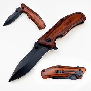 Navaja Plegable con Hoja de Acero Inoxidable, Punta de Gota, Mango de Madera, Perilla de Pulgar, 90mm de Longitud Total, Grado Industrial - Product Image 6