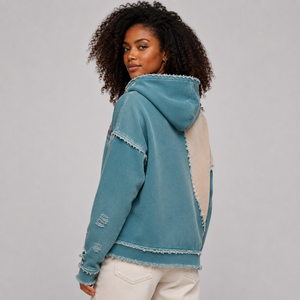 <b>Top</b> Quality Women <b>Distressed</b> Hoodie Custom Logo Soft Cotton Fleece Warm Breathable Casual Streetwear Pullover Hoodie Wholesale - Product Image 5