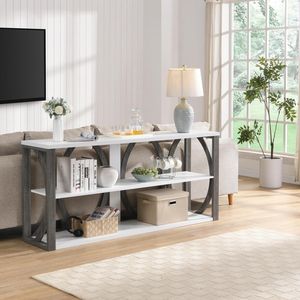 Consolle Industriale a 3 Livelli da 180 cm per Ingresso, Foyer, Soggiorno, Corridoio - Tavolo Lungo e Stretto con Spazio Contenitivo - Product Image 3
