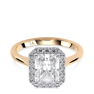 Bague de fiançailles halo en diamant de laboratoire taille radiant, pierre centrale 1,5 carat, certifiée IGI, plaqué rhodium 14 carats, luxe, anniversaire - Product Image 2