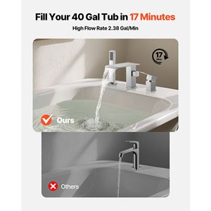 Deck Mount Roman Tub Faucet 3-Hole Waterfall Bathtub <b>Set</b> with 1-Handle <b>Shower</b> Head <b>Bath</b> & <b>Shower</b> Faucets - Product Image 2