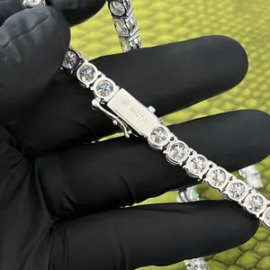 65MM Premium VVS Moissanite Tennis Chain Necklace Solid 925 Sterling <b>Silver</b> Iced Out <b>Choker</b> Hip Hop Jewelry Diamond Tester - Product Image 4