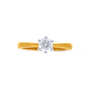 Premium 18K Yellow <b>Gold</b> Round Brilliant Cut Solitaire Diamond <b>Ring</b> for Women Classic Six Prong Engagement Wedding Promise <b>Ring</b> - Product Image 3
