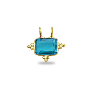 Colgante Rectangular de Topacio Azul de Londres con Bisel Elegante, Chapado en Oro Hecho a Mano, Joyería de Piedra de Nacimiento, Proveedor de Joyería de Topacio Azul de Londres - Product Image 1