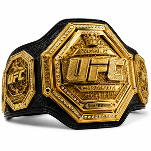 Cinturón de Campeón Mundial de UFC, Dorado y Negro, Equipo de Entrenamiento de Artes Marciales Mixtas (MMA), Unisex, Duradero, de Cuero PU, con Logotipo Personalizado, 1.2 m de Largo, 2 cm de Ancho - Product Image 1
