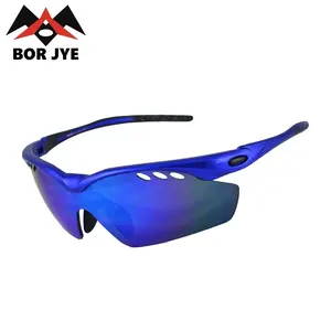 Borjye J105 OEM leichte blaue Rahmen einteilige Linse Fahrrad Sonnenbrille