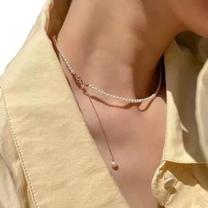 Collier en perles d'eau douce, petites perles de riz, jeune et tendance, chaîne de clavicule réglable, personnalisé - Product Image 5