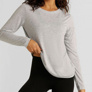 Women's Spandex Crew Neck <b>Long</b> Sleeve Shirt High Quality Summer Wear New Arrival Sports Fitness Top Seamless Blank Shirt - Product Image 1