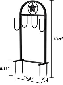 Heavy Duty Garden Hose Holder Stand with Star Design Freestanding Metal Hose Hanger Outdoor Water Pipe Organizer Patio Lawn Rack - Product Image 3