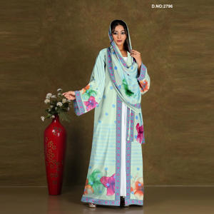 Floral Printed Chiffon Long <b>Shrug</b> Abaya Style with Flowing Sleeves, Elegant Modest Wear <b>for</b> Middle East Fashion - Product Image 6