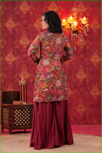 Ensemble Sharara orné à la main de couleur bordeaux - Product Image 4