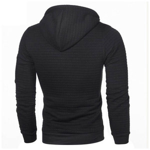 Men's Hooded Sweatshirt Solid <b>Black</b> Knitted Long Sleeve Slim Fit Casual Autumn Wear Zipper Pocket Design 2027 - Product Image 2