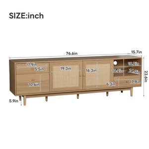Mobile TV Moderno in Legno Stile Boho con Cassetti Aperti per TV da 65, 75, 85 Pollici, Stile Rustico - Product Image 3