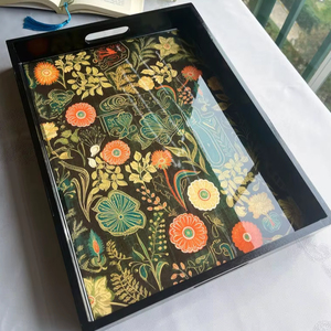 Bandeja de MDF esmaltada con diseño europeo, tamaño personalizable, bandeja de almacenamiento y servicio, artesanía hecha a mano, bandeja esmaltada de alta calidad por UO - Product Image 1
