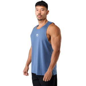 Camiseta sin mangas azul mate para hombre, transpirable, de malla, ajustada, para gimnasio, entrenamiento, fitness, deportes, OEM, al por mayor - Product Image 3