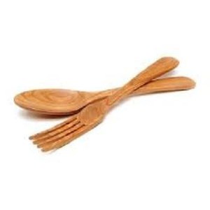 Handmade natural wood salad serving utensils spoon fork set for eco friendly kitchen dining and food presentation - Product Image 4