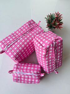 <b>Large</b> Handmade Cotton Quilted Toiletry Case Block Printed <b>Wash</b> <b>Bag</b> Cosmetic <b>Bag</b> with Travel Accessory Holiday Christmas Gift - Product Image 4