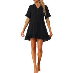 Traje de Baño de una Pieza con Mangas con Volantes, Cuello en V, Hombros con Volantes, Silueta Minimalista, para Playa, Resort, ODM, OEM, Personalizado - Product Image 2