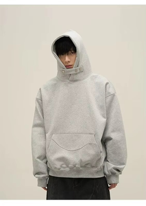High Quality Oversized Drop Shoulder Hoodie Cotton Fleece No <b>String</b> Blank Streetwear <b>Top</b> For Unisex - Product Image 3