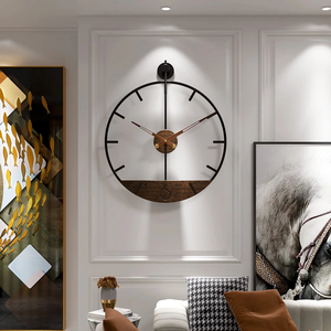 Minimalist Wood <b>Wall</b> <b>Clock</b> Round Analog Quartz Silent Design for Living Room <b>Decor</b> At Best Price - Product Image 2