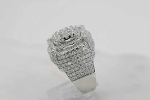 Silver Moissanite Statement <b>Ring</b> Iced Out Luxury Jewellery For <b>Men</b> Fashion Hip Hop Streetwear Gift And Bold Style - Product Image 2
