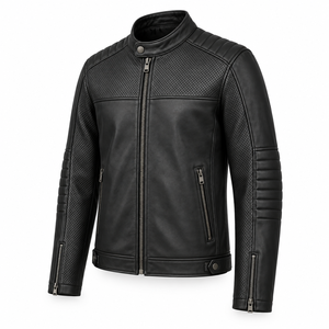 Veste de motard vintage en cuir véritable imperméable pour homme, manteau de motard personnalisé, vêtement d'extérieur tendance, qualité supérieure, vente en gros - Product Image 4