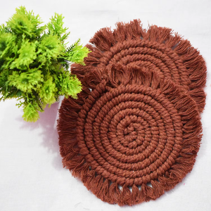Posavasos redondos de macramé estilo bohemio, posavasos de algodón para té, accesorios decorativos para mesa de comedor, juego de posavasos para mesa de comedor, para ollas calientes - Product Image 1