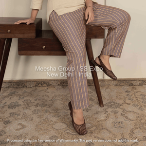 Pantalon décontracté uni en coton, coupe droite, taille élastique, respirant, confortable, pour la détente, pyjama, été, usage quotidien, pour femmes - Product Image 5