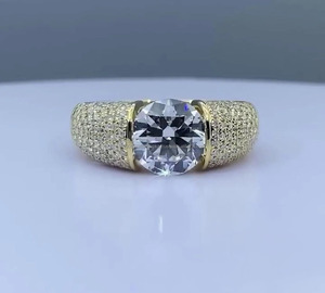 Bague de fiançailles pour homme en argent sterling 925 plaqué rhodium, sertie de moissanite en grappe, style hip-hop glacé, pavé, pour mariage et promesse - Product Image 1