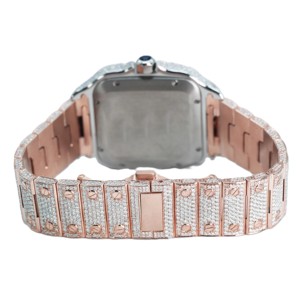 Reloj de Lujo con Diamantes Cuadrados Chapado en Oro Rosa para Hombre, Esfera Romana Automática, Caja de Acero Inoxidable, Cristal de Zafiro, Reloj de Cuarzo - Product Image 2