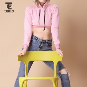 Sudadera con Capucha Corta de Invierno para Mujer, 100% Algodón, Forro Polar, Manga Larga, Bolsillo Frontal, Color Sólido, Estilo Urbano, Calidad Premium OEM - Product Image 2