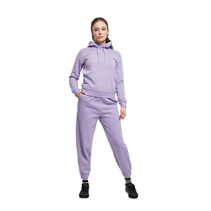 ชุดวอร์มผ้าฟลีซแบบมีฮู้ด 2 ชิ้น สำหรับผู้หญิง น้ำหนัก 320 กรัม ผลิตจากผ้าฝ้าย 100% เป็นมิตรต่อสิ่งแวดล้อม แห้งเร็ว รับผลิตแบบ OEM/ODM พร้อมสกรีนโลโก้ด้วยเทคนิค Heat-Transfer - Product Image 1