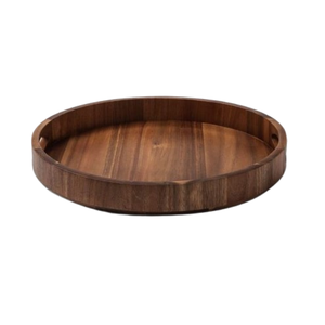 Grands plateaux de service en bois d'acacia brun, de forme arrondie, pour biscuits, dîners, collations et charcuteries - Product Image 6