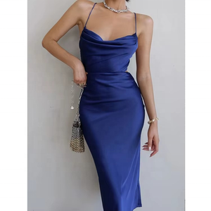 Vestido Maxi Casual de Satén Transpirable con Cremalleras, sin Mangas, sin Espalda, con Cintura Natural y Diseño Hueco, para Fiesta, Verano 2026, para Mujer - Product Image 5